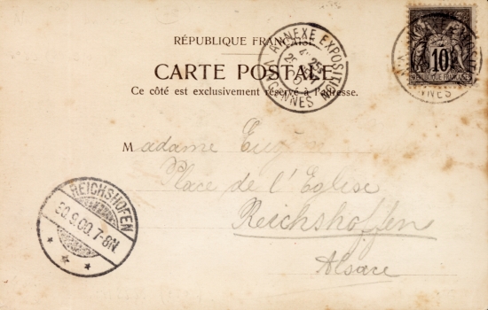 Sonderpostamt Vincennes Paris 1900